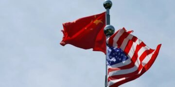 Bendera China dan Amerika Serikat